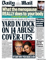 Daily Mail (UK) Newspaper Front Page for 17 March 2015