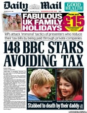 Daily Mail (UK) Newspaper Front Page for 17 July 2012