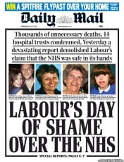 Daily Mail Newspaper Front Page (UK) for 17 July 2013