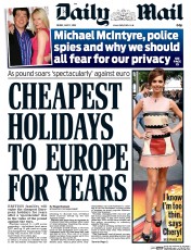 Daily Mail (UK) Newspaper Front Page for 17 July 2015