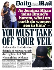 Daily Mail Newspaper Front Page (UK) for 17 September 2013