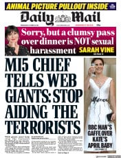Daily Mail (UK) Newspaper Front Page for 18 October 2017