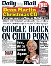 Daily Mail Newspaper Front Page (UK) for 18 November 2013