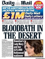 Daily Mail (UK) Newspaper Front Page for 18 January 2013