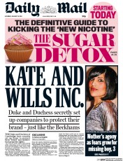 Daily Mail Newspaper Front Page (UK) for 18 January 2014