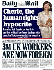 Daily Mail (UK) Newspaper Front Page for 18 February 2016