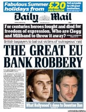 Daily Mail Newspaper Front Page (UK) for 18 March 2013