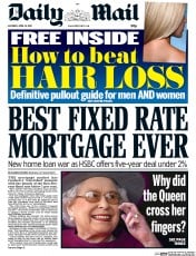 Daily Mail Newspaper Front Page (UK) for 18 April 2015