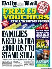 Daily Mail Newspaper Front Page (UK) for 18 June 2011