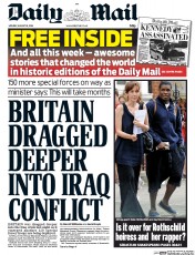 Daily Mail Newspaper Front Page (UK) for 18 August 2014