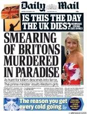 Daily Mail (UK) Newspaper Front Page for 18 September 2014