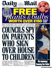 Daily Mail Newspaper Front Page (UK) for 19 October 2013