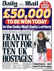 Daily Mail (UK) Newspaper Front Page for 19 January 2013