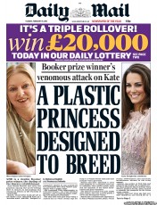 Daily Mail (UK) Newspaper Front Page for 19 February 2013