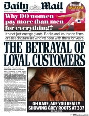 Daily Mail (UK) Newspaper Front Page for 19 February 2015