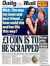 Daily Mail (UK) Newspaper Front Page for 19 March 2014