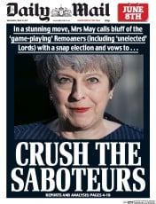 Daily Mail (UK) Newspaper Front Page for 19 April 2017