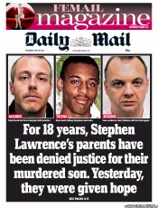 Daily Mail (UK) Newspaper Front Page for 19 May 2011
