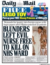 Daily Mail Newspaper Front Page (UK) for 19 May 2015