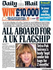 Daily Mail (UK) Newspaper Front Page for 19 July 2012