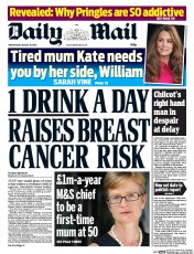 Daily Mail Newspaper Front Page (UK) for 19 August 2015