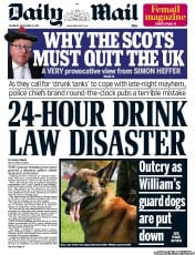 Daily Mail Newspaper Front Page (UK) for 19 September 2013