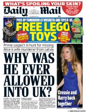 Daily Mail Newspaper Front Page (UK) for 19 September 2014