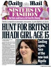 Daily Mail (UK) Newspaper Front Page for 1 October 2014