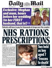 Daily Mail (UK) Newspaper Front Page for 1 December 2017
