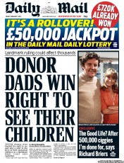 Daily Mail Newspaper Front Page (UK) for 1 February 2013
