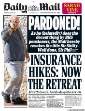 Daily Mail (UK) Newspaper Front Page for 1 March 2017