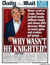 Daily Mail (UK) Newspaper Front Page for 1 April 2016
