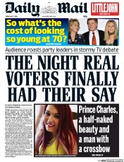 Daily Mail Newspaper Front Page (UK) for 1 May 2015