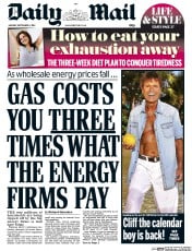 Daily Mail (UK) Newspaper Front Page for 1 September 2014