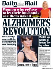 Daily Mail (UK) Newspaper Front Page for 1 September 2016