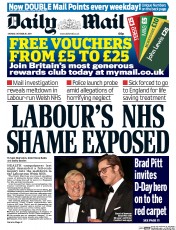 Daily Mail Newspaper Front Page (UK) for 20 October 2014
