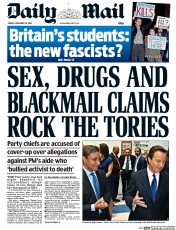 Daily Mail (UK) Newspaper Front Page for 20 November 2015
