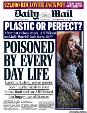 Daily Mail (UK) Newspaper Front Page for 20 February 2013