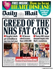 Daily Mail Newspaper Front Page (UK) for 20 April 2015