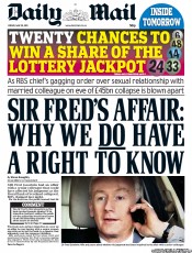 Daily Mail (UK) Newspaper Front Page for 20 May 2011