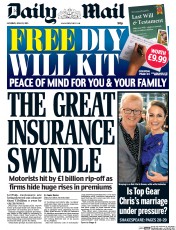 Daily Mail (UK) Newspaper Front Page for 20 June 2015