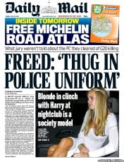 Daily Mail (UK) Newspaper Front Page for 20 July 2012