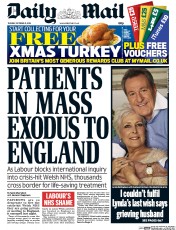 Daily Mail (UK) Newspaper Front Page for 21 October 2014