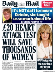 Daily Mail (UK) Newspaper Front Page for 21 January 2015