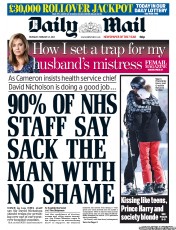 Daily Mail (UK) Newspaper Front Page for 21 February 2013
