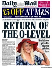 Daily Mail (UK) Newspaper Front Page for 21 June 2012