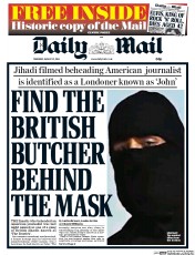 Daily Mail (UK) Newspaper Front Page for 21 August 2014