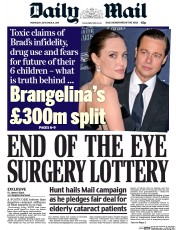 Daily Mail (UK) Newspaper Front Page for 21 September 2016