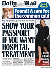 Daily Mail (UK) Newspaper Front Page for 22 November 2016