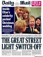Daily Mail (UK) Newspaper Front Page for 22 December 2014